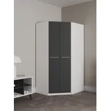 Priess Eckkleiderschrank »Barcelona Kleiderschrank Ecklösung Raumwunder«, in 2 Tiefen Schrank Eckschrank Garderobe, schwarz-weiß
