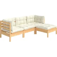 vidaXL Modell 8 Loungeset mit Creme Kissen Kiefernholz