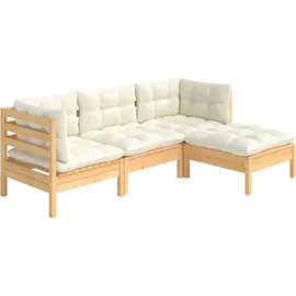 vidaXL Modell 8 Loungeset mit Creme Kissen Kiefernholz