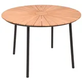 Gravidus Gartentisch Runder Gartentisch COVINA – 110 cm aus Stahl & Teakholz beige