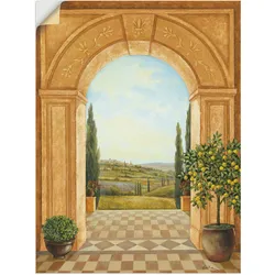 Wandbild ARTLAND "Ausblick mit Zitronenbaum", braun (farbe bild(er): braun), B:30cm H:40cm T:0,1cm, Dekorfolie, Bilder, als Leinwandbild, Poster, Wandaufkleber in verschied. Größen