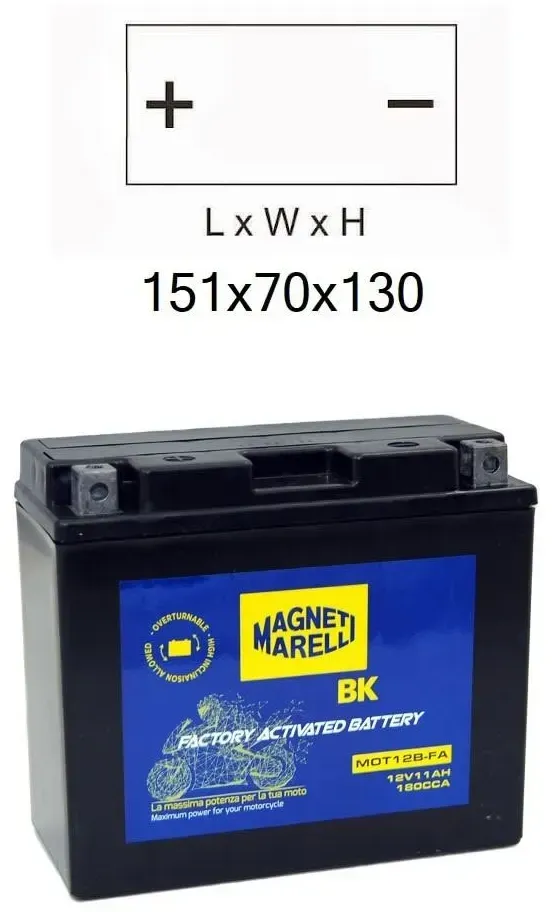 Magneti Marelli Mot12b 11 Ah Agm-batterie - Black - One Size