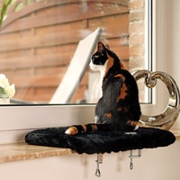 lionto Liegeplatte für Fensterbank Katzenliege Fensterbankliege Fensterliege für Katzen 35x50 cm, schwarz