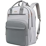 Cafele Laptop Rucksack Frauen Lehrer Rucksack Krankenschwester Teen, 17.3 Zoll Frauen Arbeitsrucksack Wasserdichte Anti-Diebstahl Reise Rucksack mit USB Port Grau-Weiß