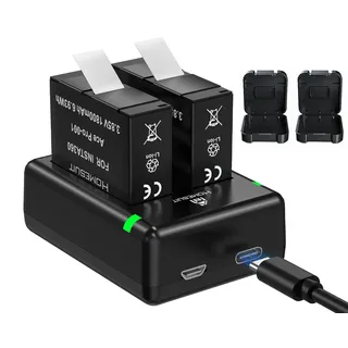 Homesuit Insta 360 Ace Pro Akku 1800mAh und USB Ladegerät Kit Kompatibel mit Insta360 Ace Pro/Insta360 Ace Kamera Inklusive Batteriebox mit SD Kartenspeicher (2er-Pack)