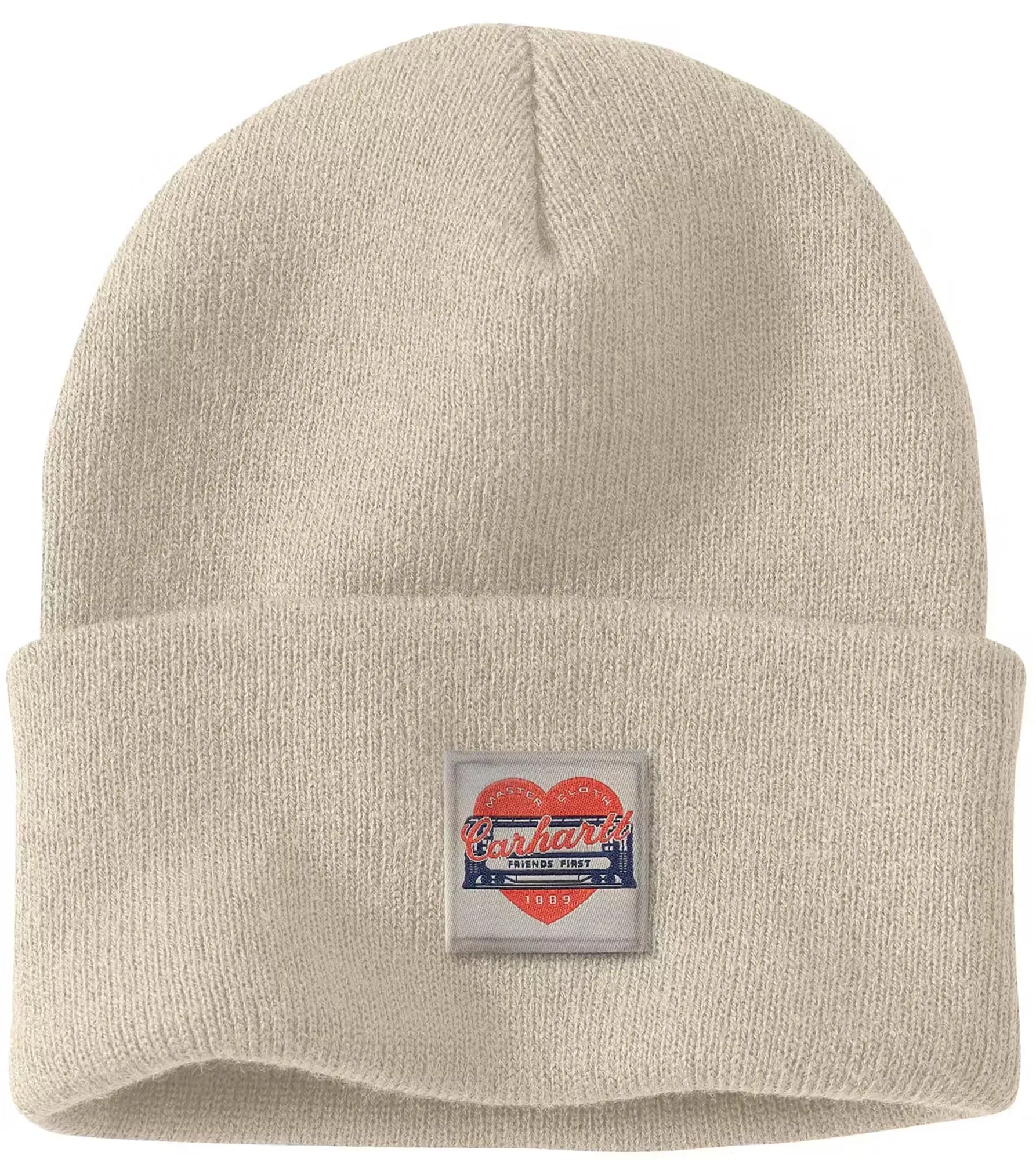 Carhartt Knit Heart Patch Dames Beanie, beige Voorvrouw