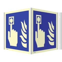 Dreifke® Winkelschild Hausalarm Brandmelder, Alu, nachleucht., 160-mcd, 148x148 mm