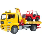 Bruder 02750 - MAN TGA Abschlepp LKW mit Geländewagen 1:16