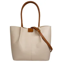 Samantha look Henkeltasche Leder Beige
