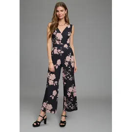 LAURA SCOTT Jumpsuit LAURA SCOTT, Damen, Gr. 38, N-Gr, schwarz, geblümt, Jersey, Obermaterial: 95% Polyester, 5% Elasthan, geblümt, bequem, V-Ausschnitt, Overalls Jumpsuit, für den eleganten Anlass mit floralem Muster