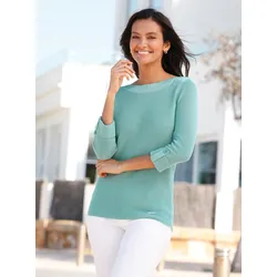 3/4 Arm-Pullover CASUAL LOOKS "3/4-Arm-Pullover", Damen, Gr. 54, grün (salbei), 100% Baumwolle, unifarben, 3/4-Ärmel, Pullover