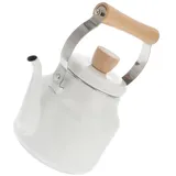 JECOMPRIS Emaille Teekessel 1,8 Liter Weiß Retro Wassertopf Mit Langem Ausguss Für Herd Zuhause Tragbarer Wasserkessel Mit Hitzebeständigem Griff Und Glatter Oberfläche