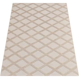 Paco Home Teppich Wohnzimmer Schlafzimmer Kurzflor, Uni Farben, 3D-Design, Rauten Muster, Hoch-Tief Effekt