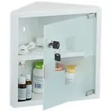 Relaxdays Medizinschrank mit Glastür Weiß,Silber
