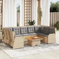 vidaXL 7-tlg. Garten-Lounge-Set mit Kissen Beige Poly Rattan - Beige