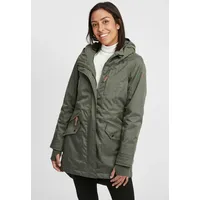 OXMO OXBella Damen Parka Übergangsmantel Lange Jacke mit Kapuze Pattentaschen Regular fit, - XS