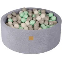 MeowBaby Bällebad, Hellgrau, Mintgrün, Weiß, Greige, 90x30x90 cm, Spielzeug, Kinderspielzeug, Bällebad