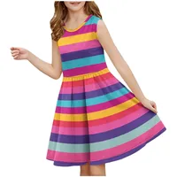 Sommerkleid Mädchen Elegante Kleider Knielang Tank Kleid mit Zurückgezogener Taille Schlank Rundhals A-Linien Swingkleid Ärmellos Rockabilly Tanzkleid Partykleid Abendkleid Gutschein Angebote - 160