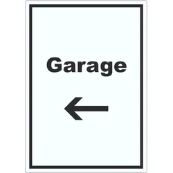 HB-Druck Garage Aufkleber mit Text und Richtungspfeil links Auto Stellplatz hochkant A6 (105x148mm)