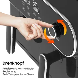 iceagle Heißluftfritteuse 2 Kammern Airfryer XXL 11L schwarz