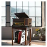 Soundmaster NR560 inkl. SF510 Set Nostalgie Stereoanlage mit Untergestell Multifunktionsspieler (Riemenantrieb, Bluetooth, Kassette, CD-Player, Plattenspieler) braun