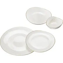 Schäfer Elektronik Geschirr-Set 24-tlg. weiß mit Goldumrandung