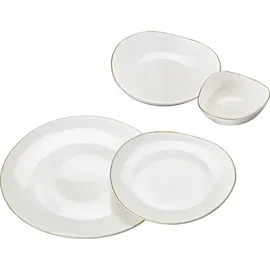 Schäfer Elektronik Geschirr-Set 24-tlg. weiß mit Goldumrandung