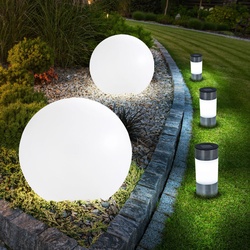 Solarleuchte Kugel Garten Steckleuchten Solar LED Gartendeko Solarkugel für Außen, IP44 Akku Erdspieß Balkonhalter, weiß satiniert, LED warmweiß, 5er Set