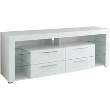 Stolkom Goal TV-Lowboard 179 x 67 x 44 cm Weiß Glas/Kunststoff/Metall/MDF/Spanplatte