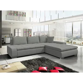 Mirjan24 Ecksofa Orkan, Elegante Polsterecke, Schlaffunktion und Bettkasten, Eckcouch vom Hersteller (Farbe: Rico 12) - Grau