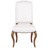 Casa Padrino Luxus Barock Esszimmerstuhl Weiß / Braun 57 x 59 x H. 109 cm - Barock Eichenholz Stuhl - Barock Küchenstuhl - Barock Esszimmer Möbel