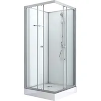 SANOTECHNIK Forte Komplettdusche mit Schiebetür 80 x 203 cm silber transparent