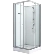SANOTECHNIK Forte Komplettdusche mit Schiebetür 80 x 203 cm silber transparent
