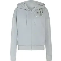 adidas Damen Kapuzensweat ESSENTIALS 3-STREIFEN FRENCH TERRY FULL ZIP, Größe L in Silber WOSA