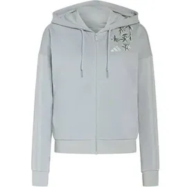 adidas Damen Kapuzensweat ESSENTIALS 3-STREIFEN FRENCH TERRY FULL ZIP, Größe L in Silber WOSA