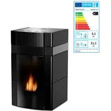 Woody Wassergeführter Pelletofen 24 kW Keramik Schwarz Pellet Kaminofen Heizung