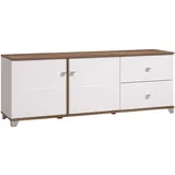 INOSIGN TV-Board INOSIGN "Burgundy Lowboard, TV-Schrank, TV-Ständer, Hochglanzfronten", weiß (opaque weiß, flagstaff eiche), B:162cm H:59,5cm T:40cm, FSC-zertifizierter Holzwerkstoff, Sideboards, TV-Board, Hochglanzfronten und eine Innenausstattung in Flagstaff