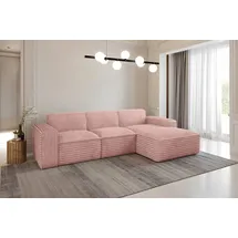 kaiser möbel Ecksofa, Sofa L form, Couch L form Siena L stoff Velo Rosa Rechts - Rosa