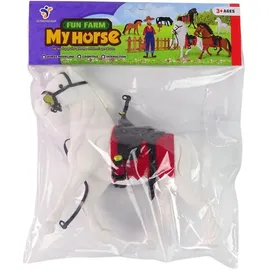 LeanToys Weißes Pferd Sattelfarm Figur 30 cm