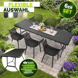 tillvex Gartenstuhl 6er Set 6 x 60 x 90 cm schwarz