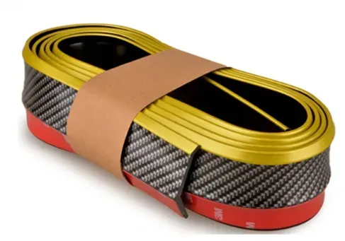 Universeller Spoiler für Stoßstangen und Schweller, Carbon mit goldenem Streifen, 5 cm x 2,5 m