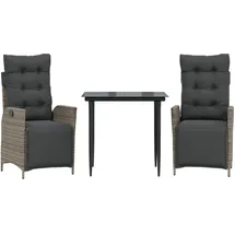 vidaXL Garten-Essgruppe 3-tlg. Grau