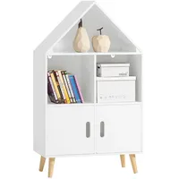 SoBuy Kinderregal mit Haus-Design Bücherregal für Kinder Aufbewahrungsregal Spielzeugregal Kinderzimmer Möbel weiß - 2 Jahre Gewährleistung - mind. 14 Tage Rückgaberecht -