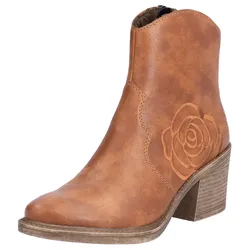 Westernstiefelette RIEKER Gr. 43, braun (zimt) Damen Schuhe Cowboyboots Cowboy-Stiefelette Stiefelette Cowboyboots, Stiefelette, Blockabsatz, mit Blumenstickerei seitlich