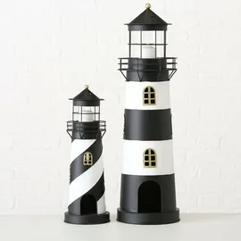 Boltze Laterne Faro Leuchtturm H 46-73 cm schwarz weiß 2er Set