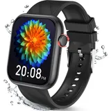 Smartwatch,Smartwatch Damen Herren,1.96 "HD Fitness Tracker Uhr für Android iOS,100+Sportmodi Pulsmesser Schrittzähler Aktivitätstracker IP67-Sc... - Schwarz