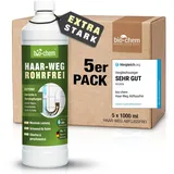 bio-chem Haar-Weg Abflussfrei – Abflussreiniger EXTRA STARK – 5x 1000 ML - Bis zu 20 Anwendungen je Flasche Rohrreiniger – Extrem effektiv & materialschonend gegen Verstopfungen & Haare - Made in DE