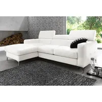 Ecksofa COTTA "Sammy L-Form", weiß, B:226cm H:92cm T:105cm, Microfaser PRIMABELLE (100% Polyester);NaturLEDER in Sitz und Rücken/Kunstleder im Korpus;NaturLEDER (echtes Rindsleder), Rückseite mit Spannstoff bezogen, Sofas, Ecksofa, mit Kopfteilverstellung, wahlweise mit Bettfunktion