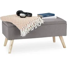 Relaxdays Truhenbank Gepolstert Hellgrau 39,5 x 79,5 x 39,5 cm
