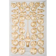 Christbaumkugeln-24.de 39 TLG. Glas-Weihnachtskugeln Set in Ice Champagner Gold Komet- Christbaumkugeln - Weihnachtsschmuck-Christbaumschmuck